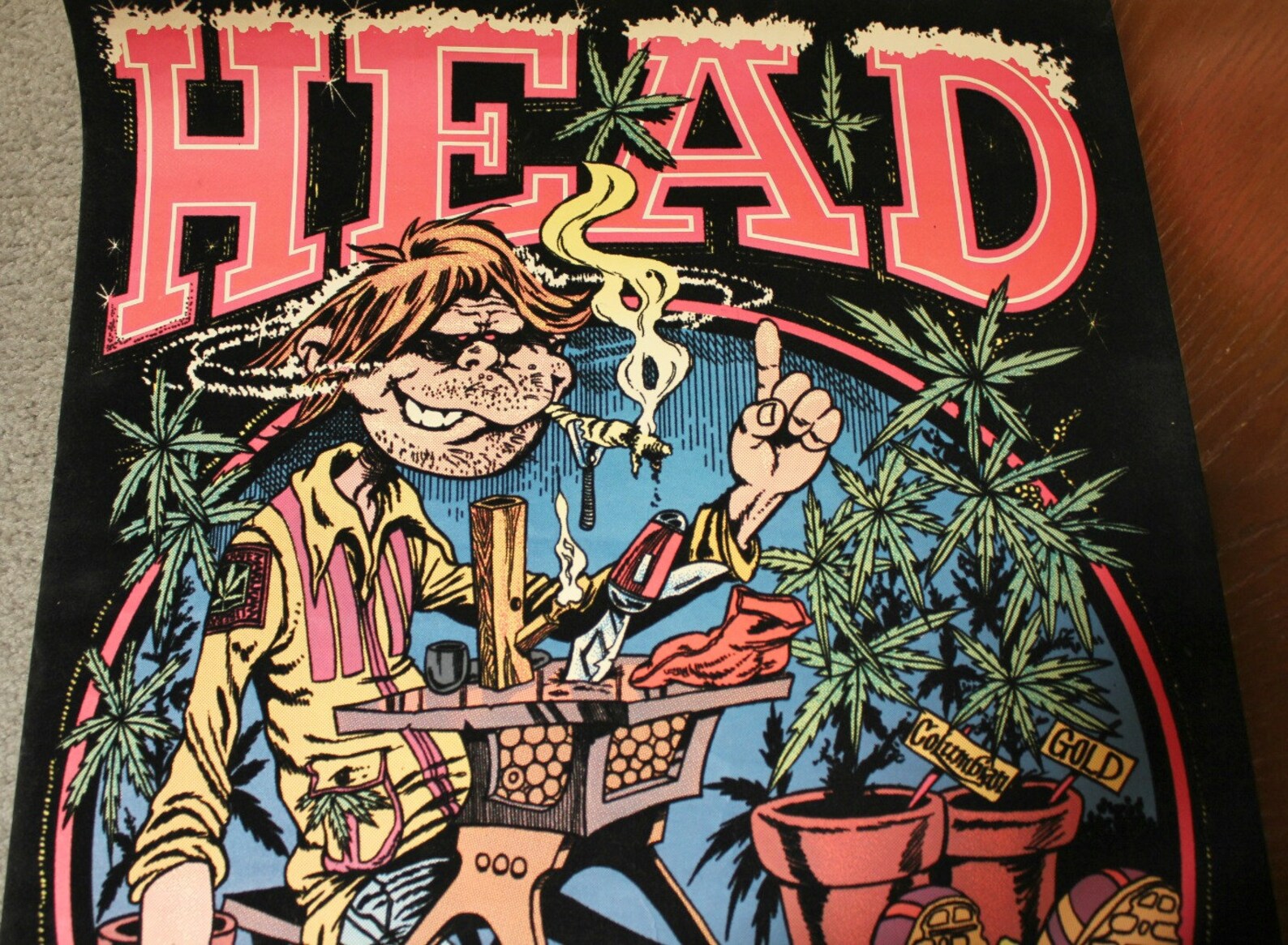Vintage Black Light Poster Felt Head of the Class Marijuana Etsy