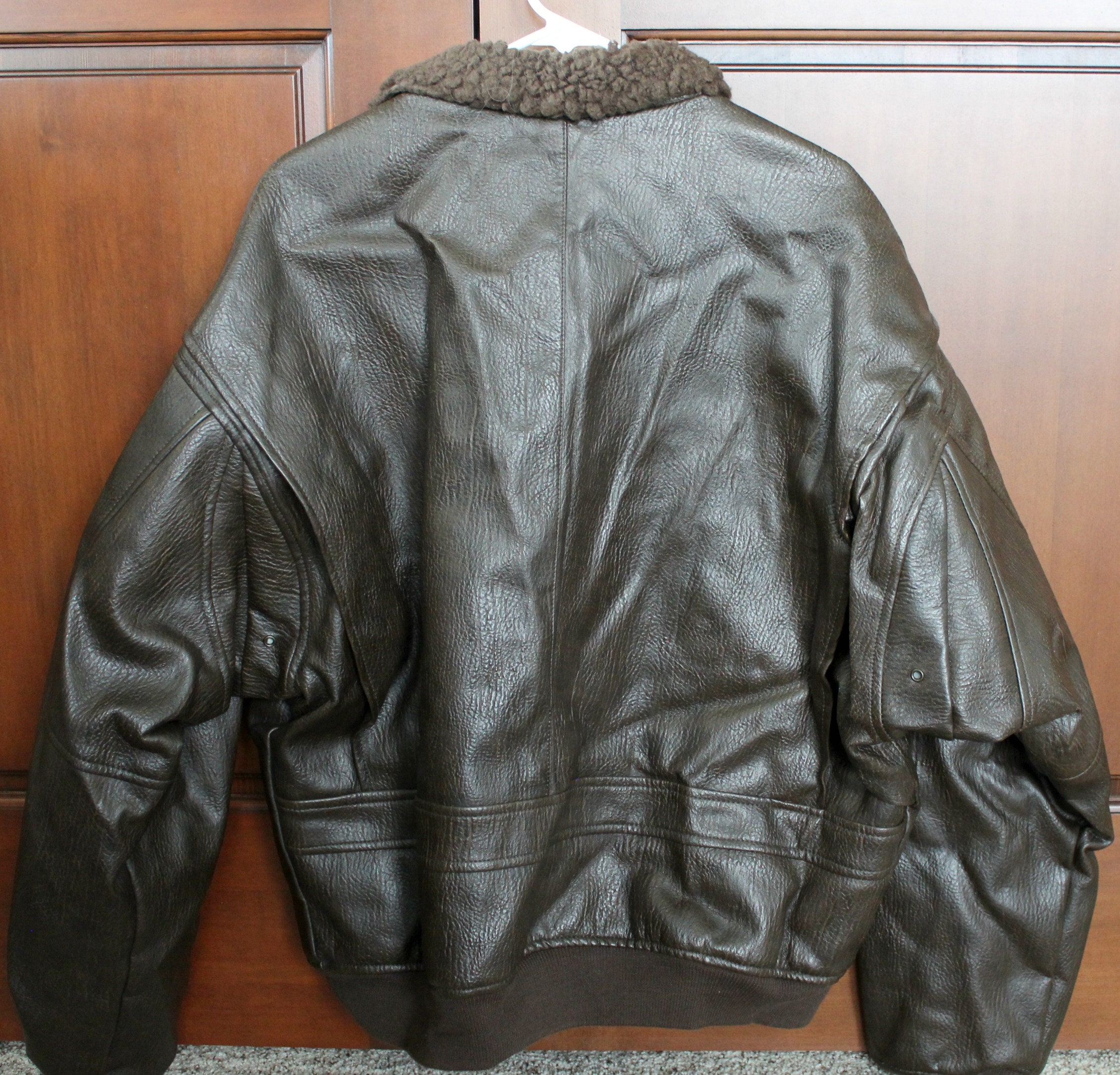 Vintage Faux Leather Bomber Jacket Mens XL 1980s w/ Patches Vintage Faux Leather Bomber Jacket Mens XL 1980s w/ Patches