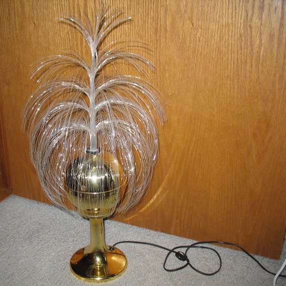 Items similar to Vintage Revolving Fiber Optic Lamp Light Gold Sphere