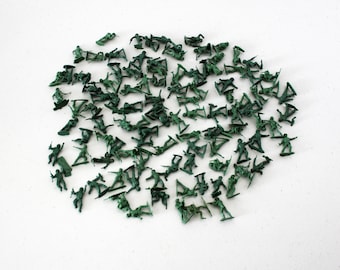 Lot of 100 Giant Hong Kong Mini Green Army Soldiers Vintage Toy Miniature 1960s