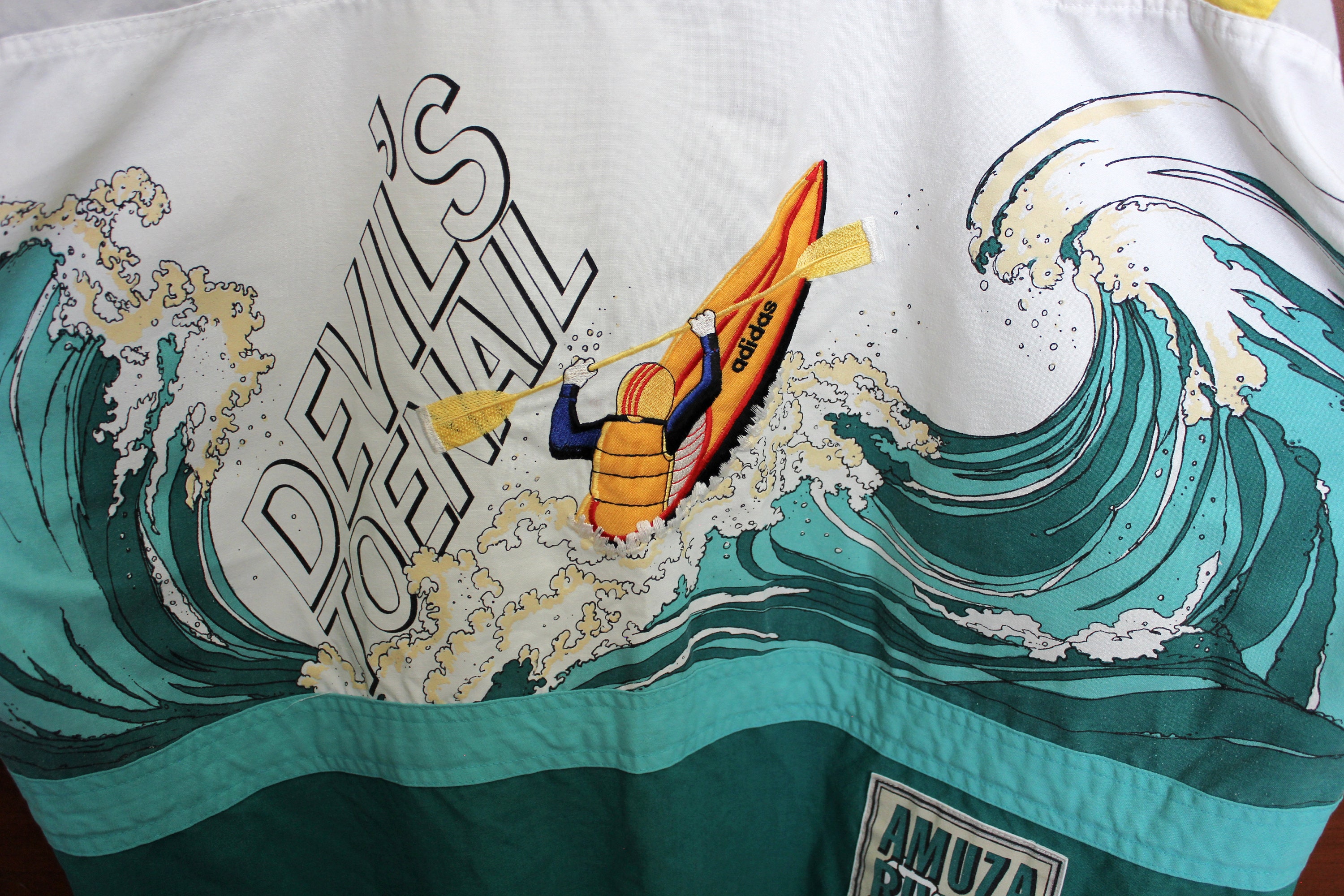 1980s Adidas Devil s Toenail All Over Print Pullover Sweatshirt Shirt Kayak