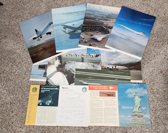 Lot of 1974 Concorde Supersonic Jet Promo Photos, Pamphlets, Booklets