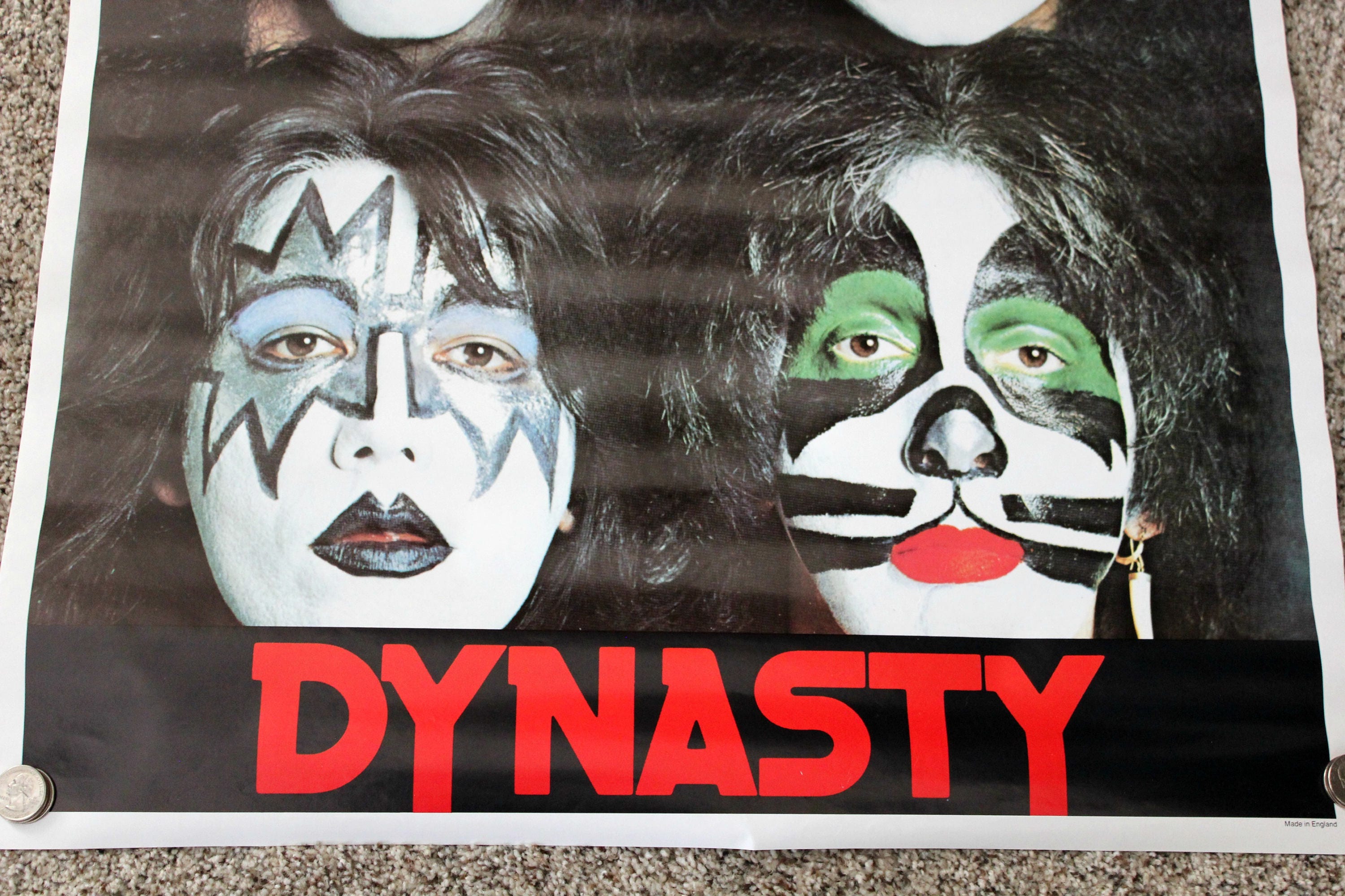 Vintage Kiss Dynasty Poster Made in England, 70s 80s Rock