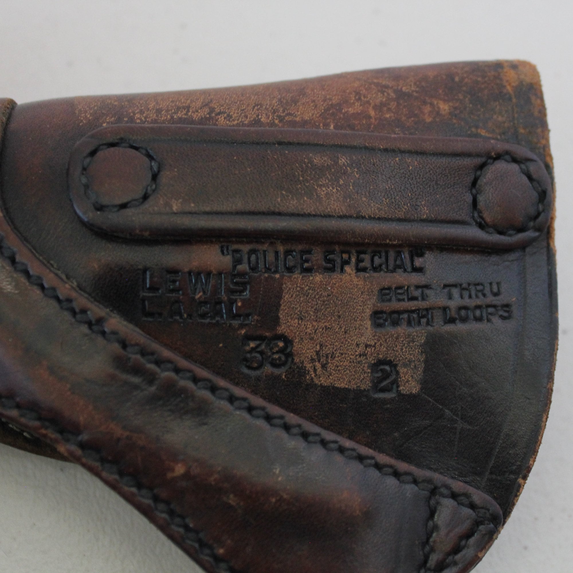 Vintage Rare L.A. CAL Lewis 38 2 Police Special Holster, Tooled Leather ...