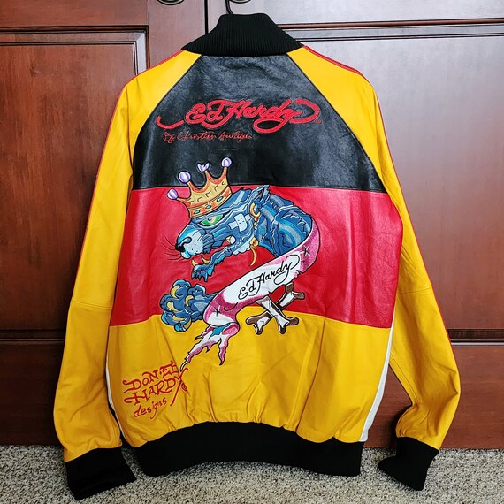 Ed Hardy Christian Audigier Germany Leather Track Jacket Ed Hardy Christian Audigier Germany Leather Track Jacket