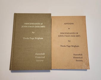 Descendants of John Page 1614-1687 HC Book 1972 and Appendix 1979 Theda Page Brigham