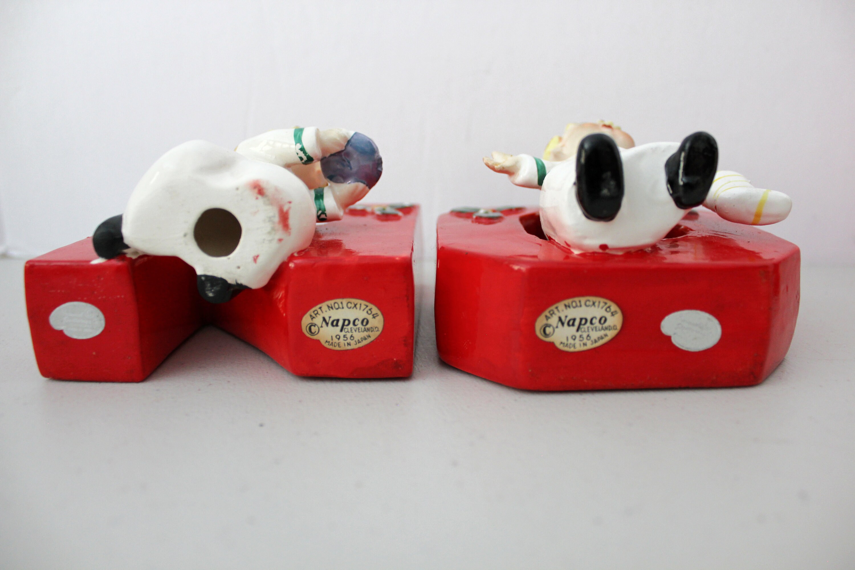 1950s Napco Happy Yuletide Quartet Ceramic NOEL Vases Candle