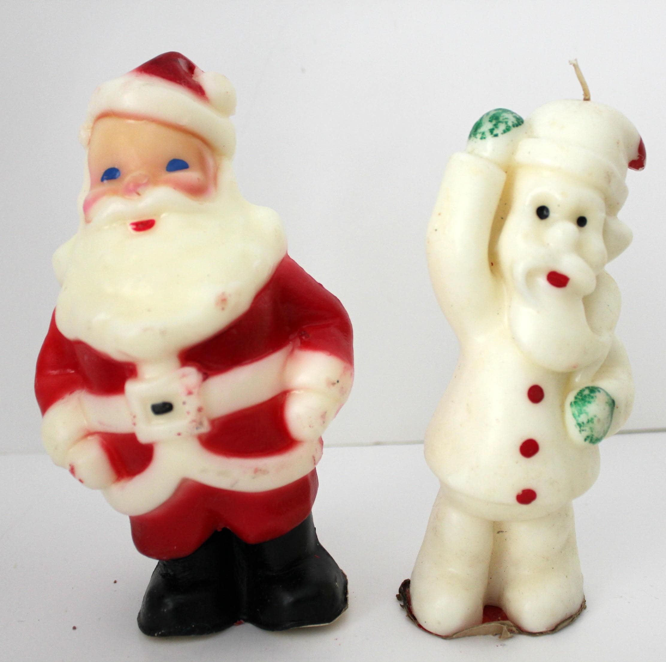 6 Vintage Large Santa Claus Gurley Tavern Christmas Candles