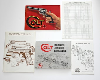 Vintage Lot Colt Advertising Pamphlets, Posters, Catalogs 1960s Vintage Guns