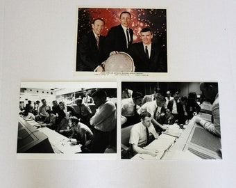 Lot of 3 Apollo 13 Official NASA Press Photos with Serial Numbers, 1970 Vintage Space Astronauts Spacecraft Center