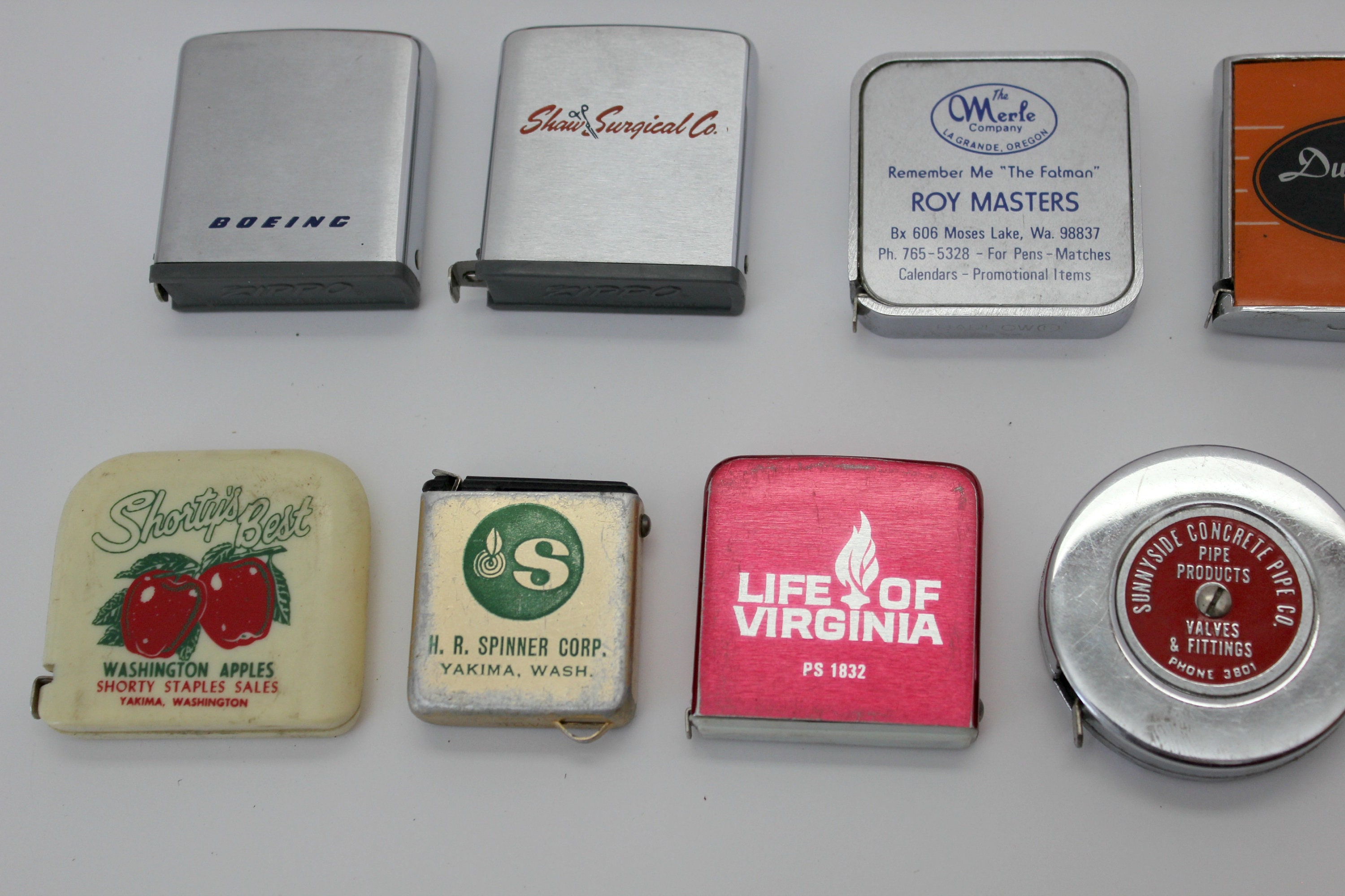 Vintage Advertising Tape Measure Lot of 27, 1950s - 1970s, Boeing Zippo ...
