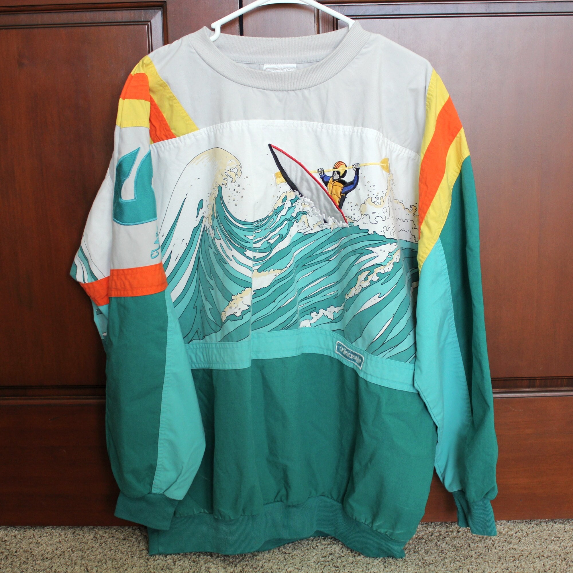 1980s Adidas Devil's Toenail All Over Print Pullover 1980s Adidas Devil's Toenail All Over Print Pullover