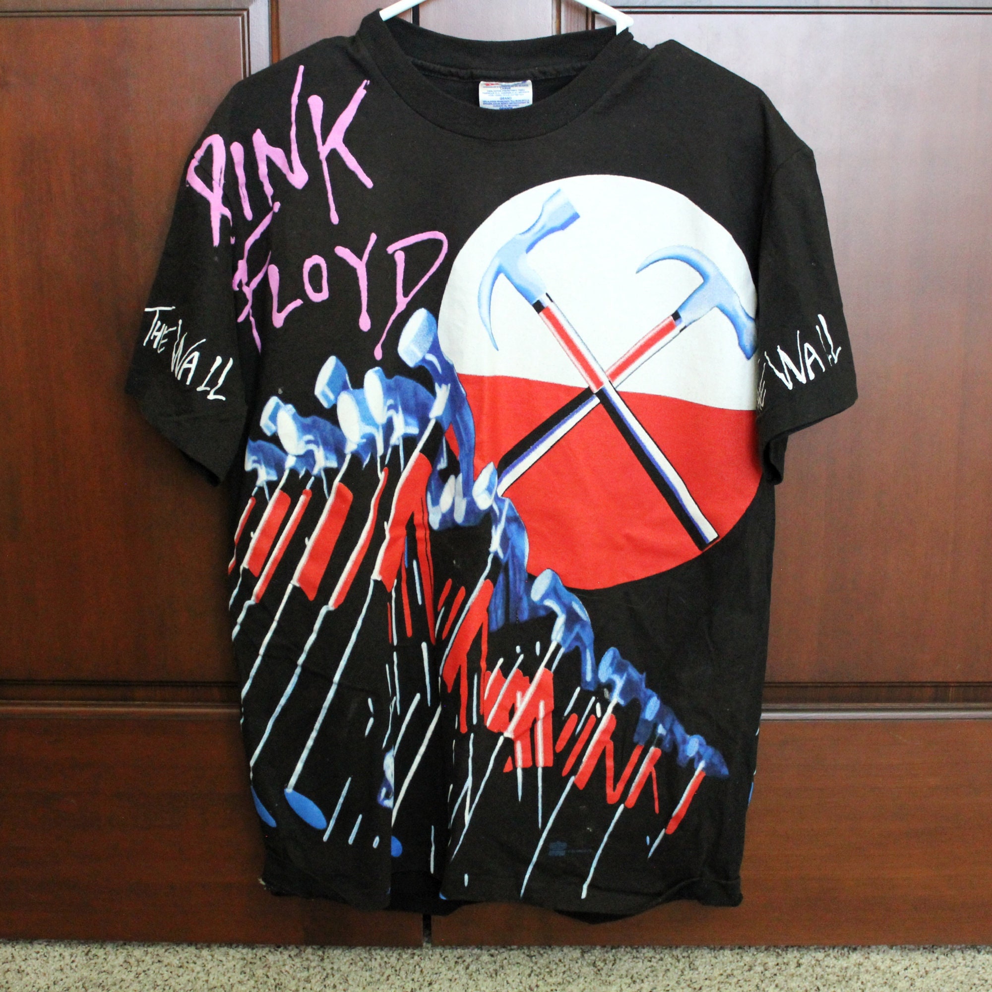Pink Floyd The Wall T Shirt, All Over Print, Vintage 1990s Pink Floyd The Wall T Shirt, All Over Print, Vintage 1990s