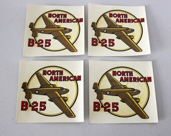 Lof 4 1940s North American B-25 Bomber Aircraft Plane, Angelus Decal Transfer Stickers