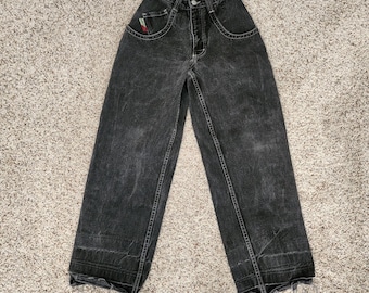 Y2K Baggy Jnco Jeans: Black Wash Skater Pants, The Low Down (29" Inseam)