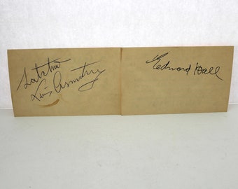 Vintage Louis Armstrong Satchmo and Edmond Hall Autograph, 1956 Signed on Macumba Club Cards