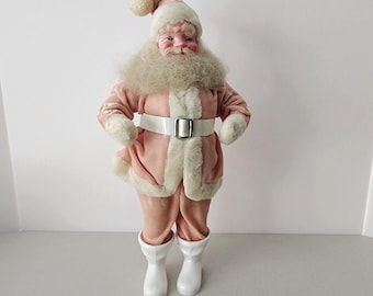 Vintage 1960s Harold Gale Pink Velvet Santa