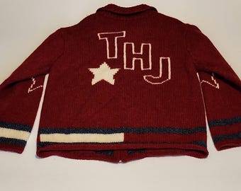 Vintage Tommy Hilfiger Jeans Wool Cardigan Sweater Front Full Zip XL