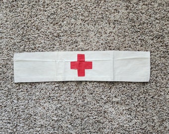 WWII Red Cross Medic Arm Band, Cloth, Vintage