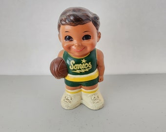 Seattle SuperSonics Sonics Bank, Basketball Player Figure, 1967 - 1968, Vintage Plaster