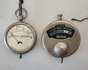 Lot of 2 1920s Sterling Battery Tester and Elite Ammeter