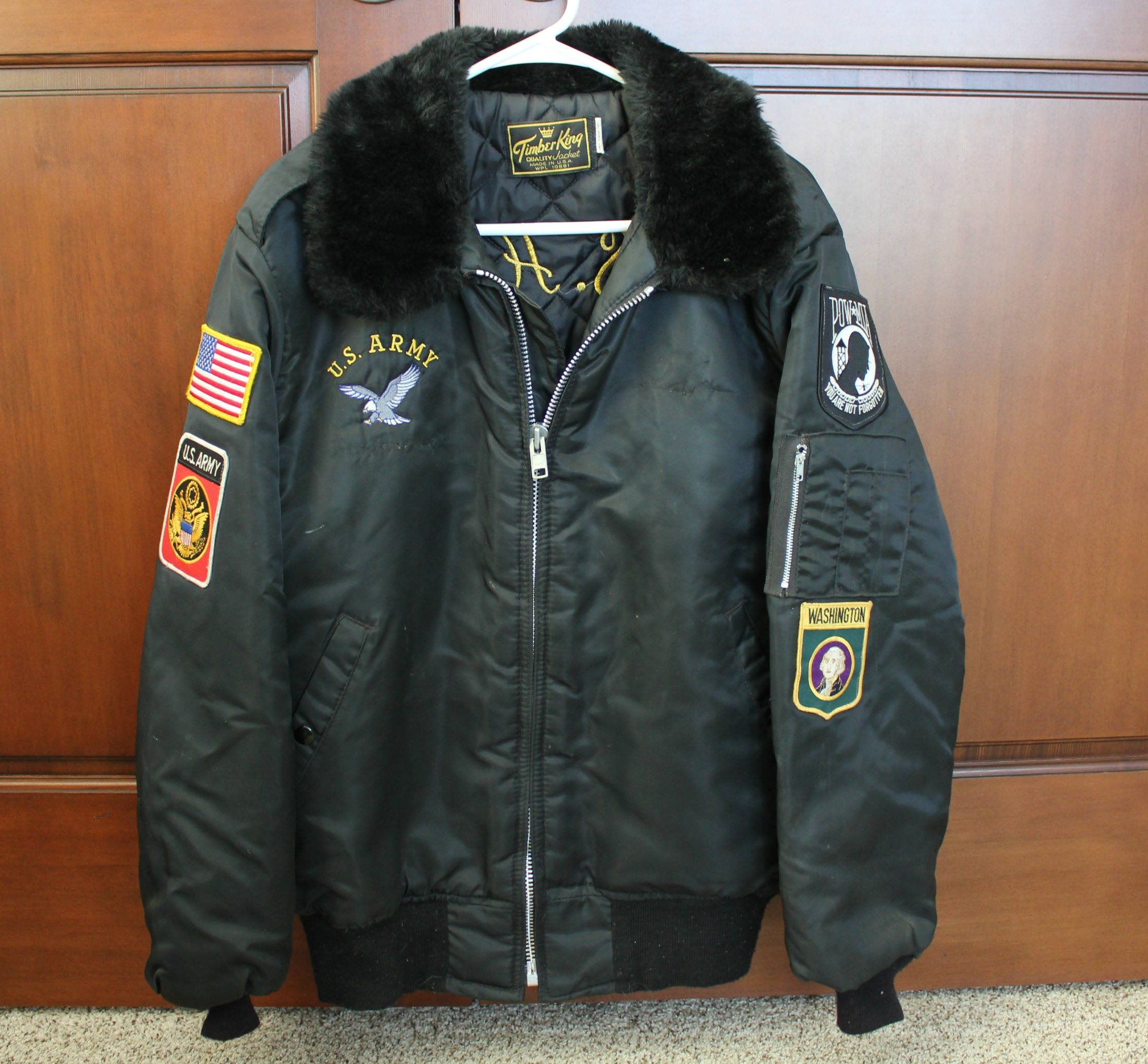 Vintage US Army Tour Jacket 1970s Timber King Quilted Lined Coat
