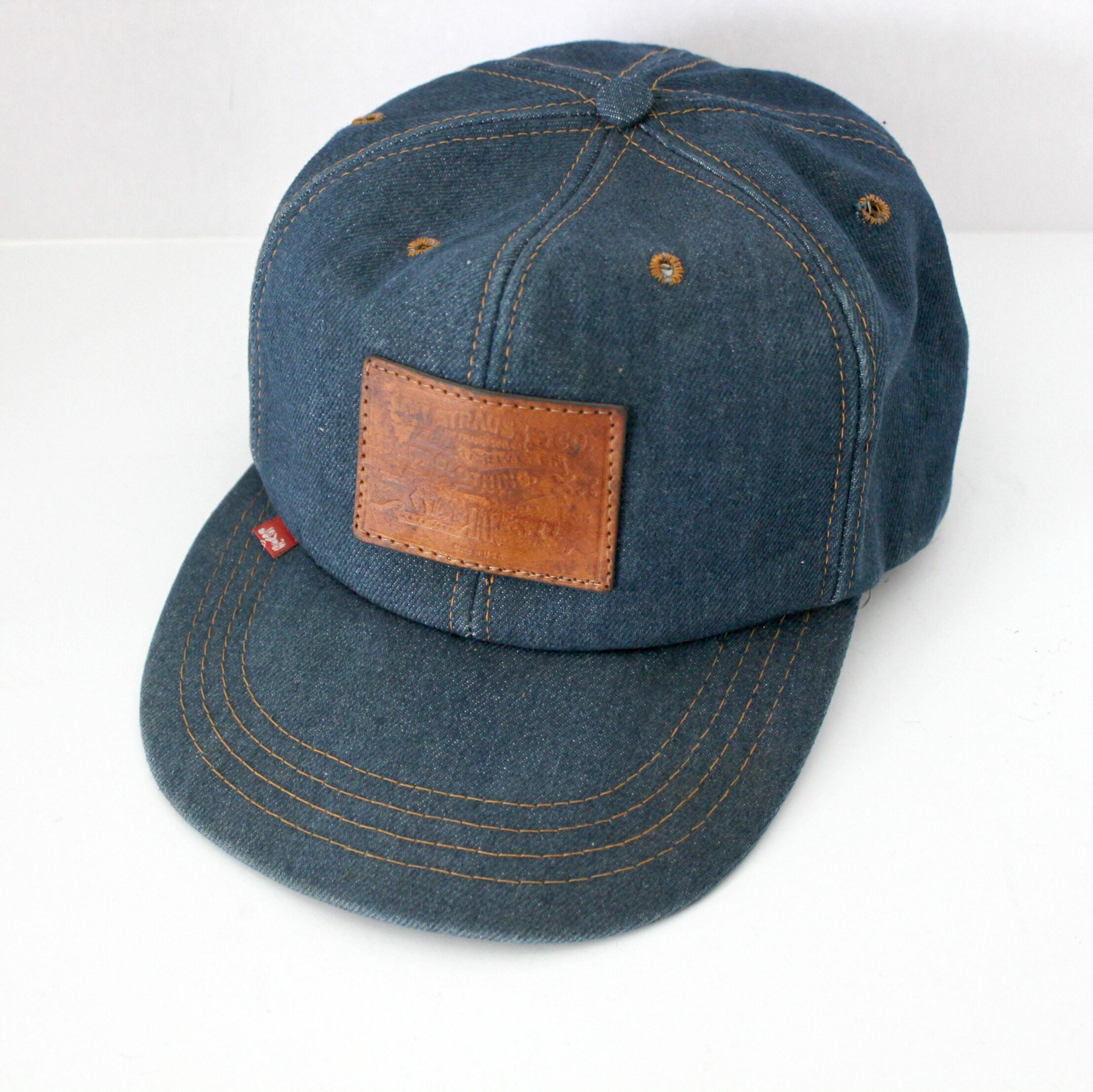denim hat leather strap
