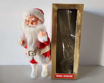 Vintage Musical Animated Santa Claus In Box Jingle Bells, Works