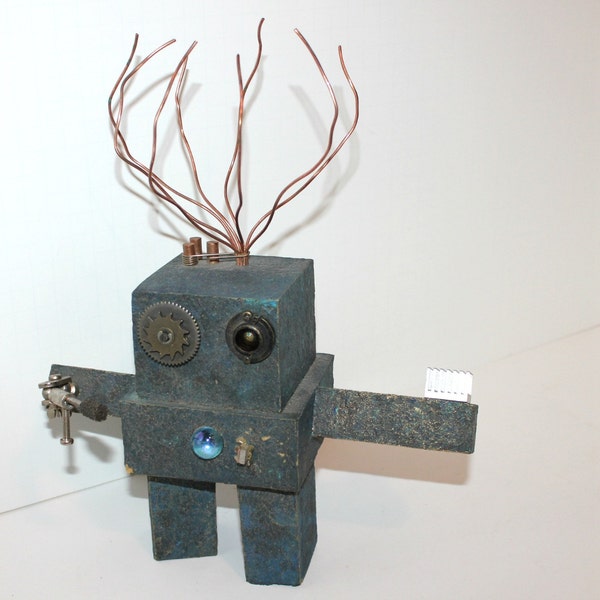 Robot Sculpture Assemblage Mixed Media Steampunk Art Jimmy Techinus