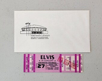 Elvis In Concert Ticket Stub August 27, 1977 Mid-South Coliseum: Original Envelope Included - Unused