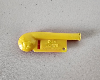 Cap'n Crunch Cereal Premium Bosun Bo'sun Whistle, Captain Crunch, Yellow Red, 1960s Vintage
