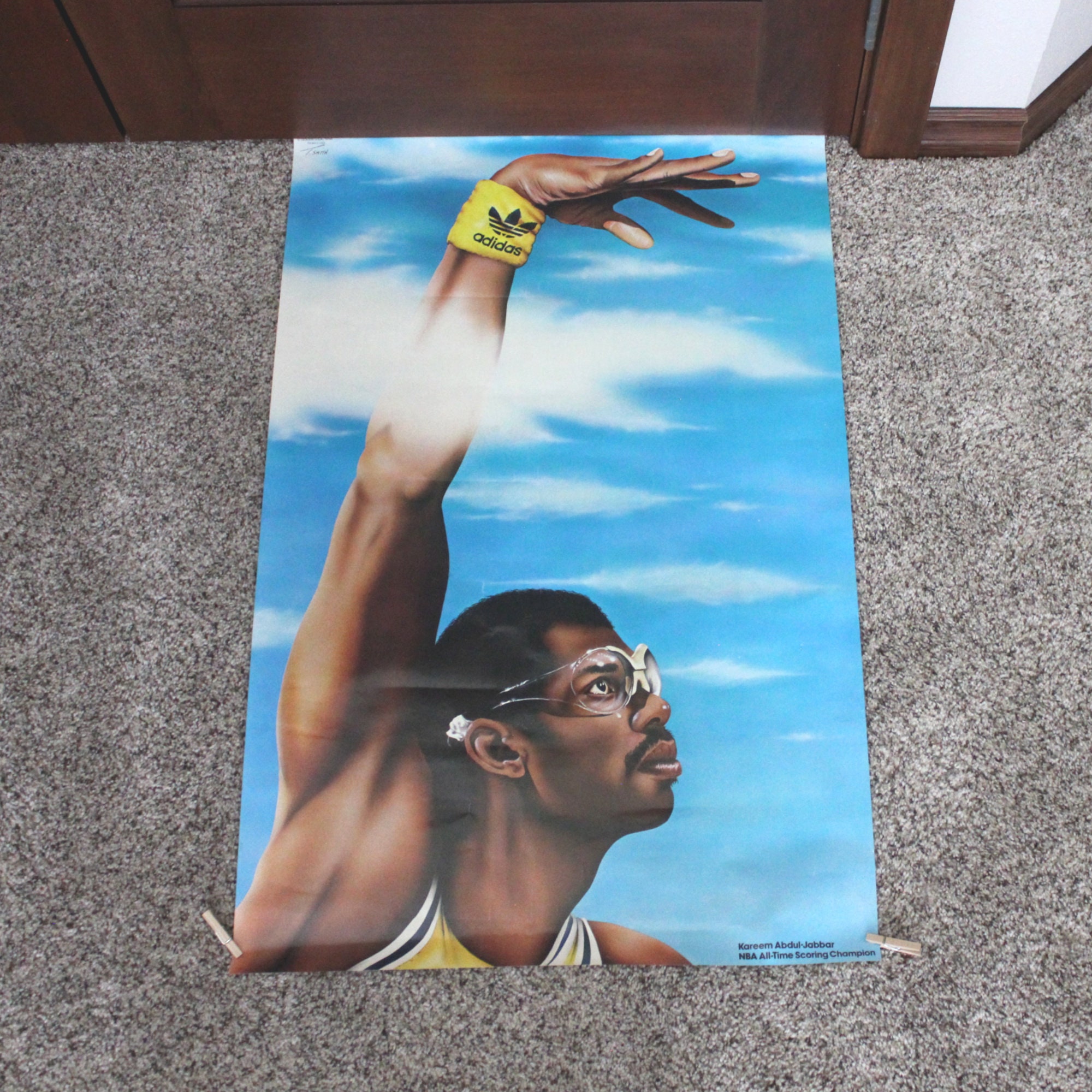 Vintage 1984 Adidas Kareem Abdul Jabbar Poster Advertising Sports Basketball