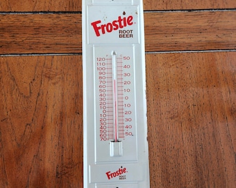 Frostie Root Beer Metal Wall Thermometer 1960s Advertising