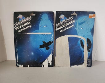 1980s Silverhawks Cards Only, No Figures, Quicksilver Tally-Hawk, Buzz-Saw Shredator
