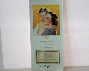 1937 GE Edison Mazda Lamps Wall Calendar, Andrew Loomis Art Precious Eyes, G.E.