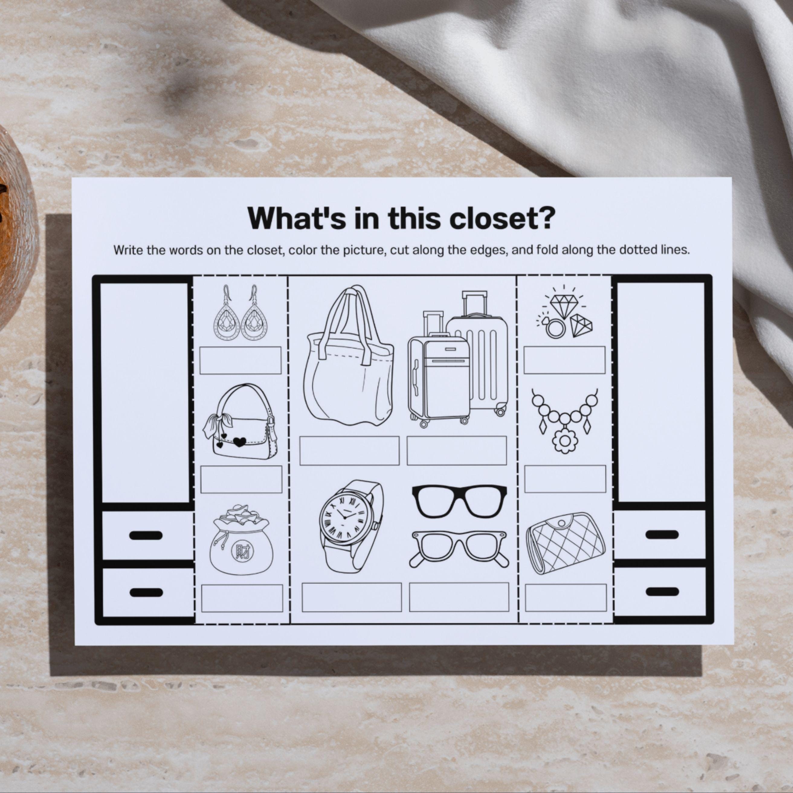 Clothing Vocabulary Craft: ESL Learning Activity (PDF Download) - Etsy