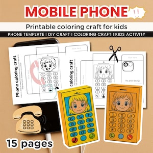 Manualidad para colorear con el teléfono para niños: Móvil de papel (PDF imprimible)