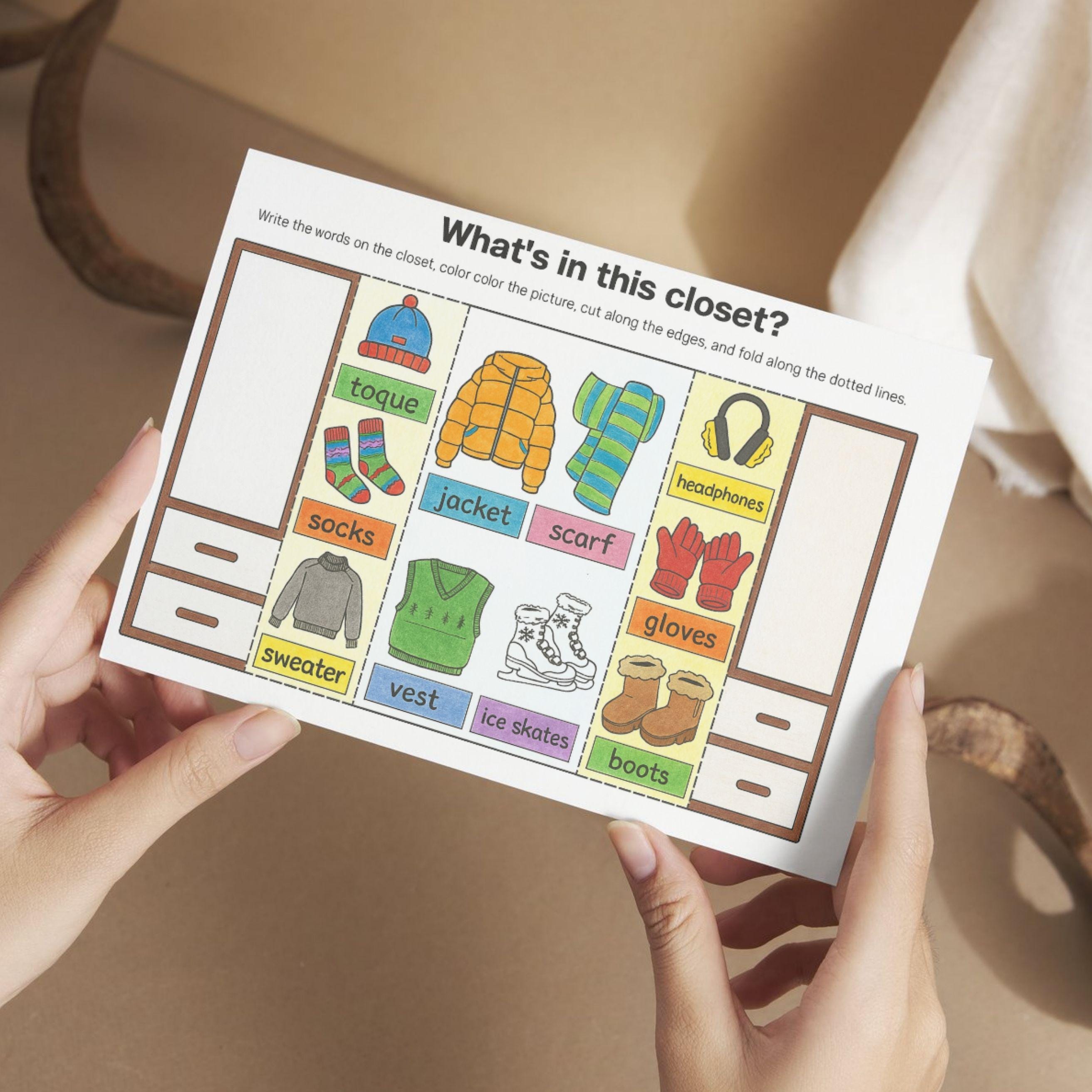 Clothing Vocabulary Craft: ESL Learning Activity (PDF Download) - Etsy