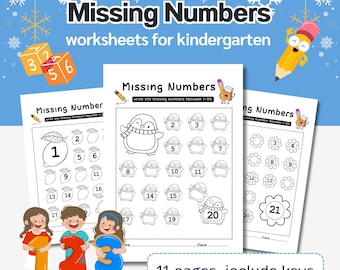 Missing Numbers Math Worksheets: Kindergarten - 1st Grade (PDF Download)