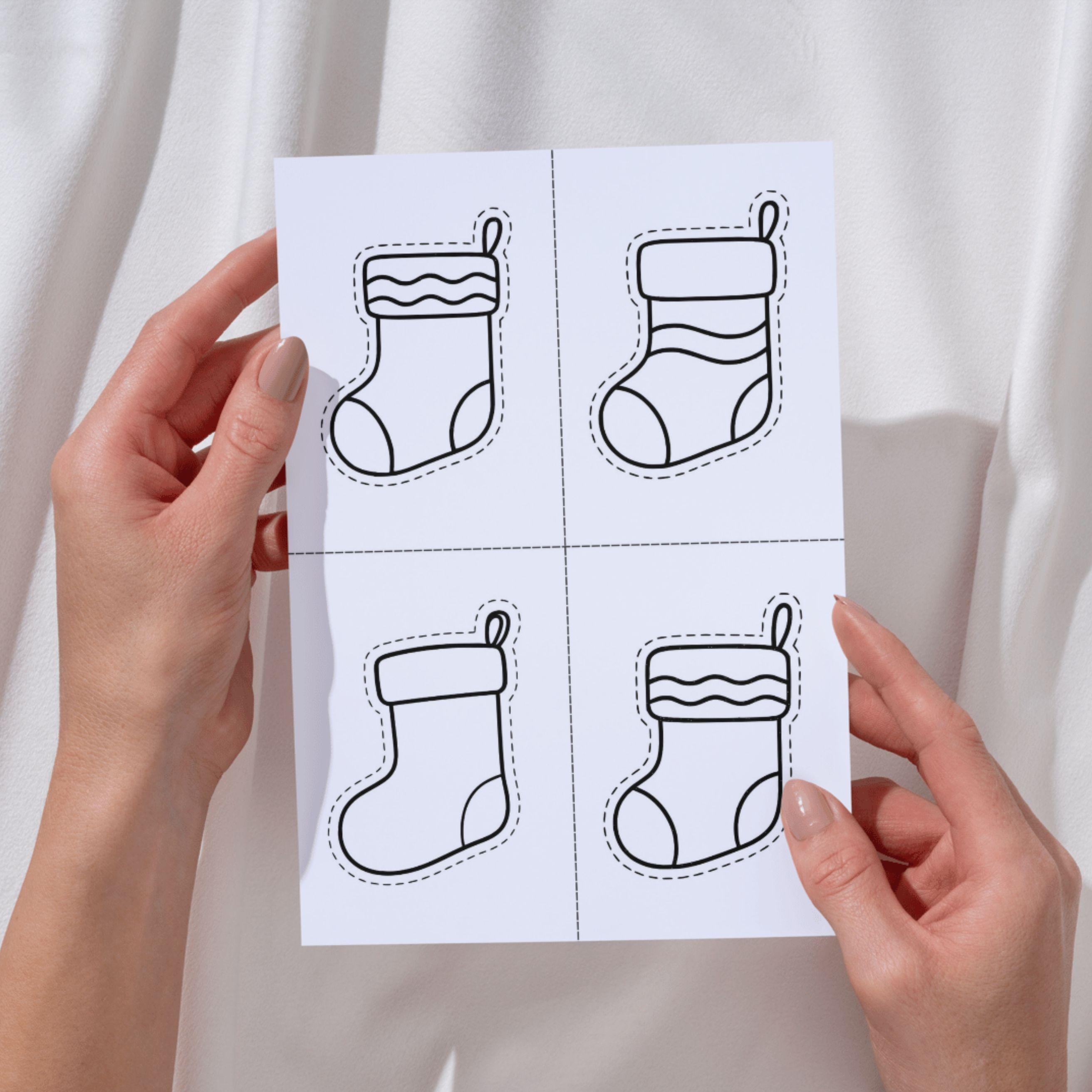 クリスマスストッキングの塗り絵テンプレート：教室での工作アクティビティ（PDF） - Etsy 日本, image size:2625x2625