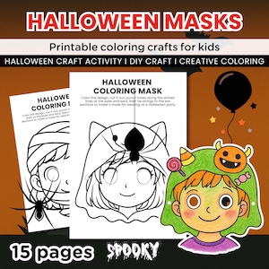 Halloween Coloring Masks for Kids: DIY Party Craft (PDF Pattern