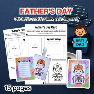 Carte diapositive fête des pères, modèle créatif à colorier pour enfants, activité fête des pères, écriture créative, carte à faire soi-même, fabrication de cartes, modèle créatif