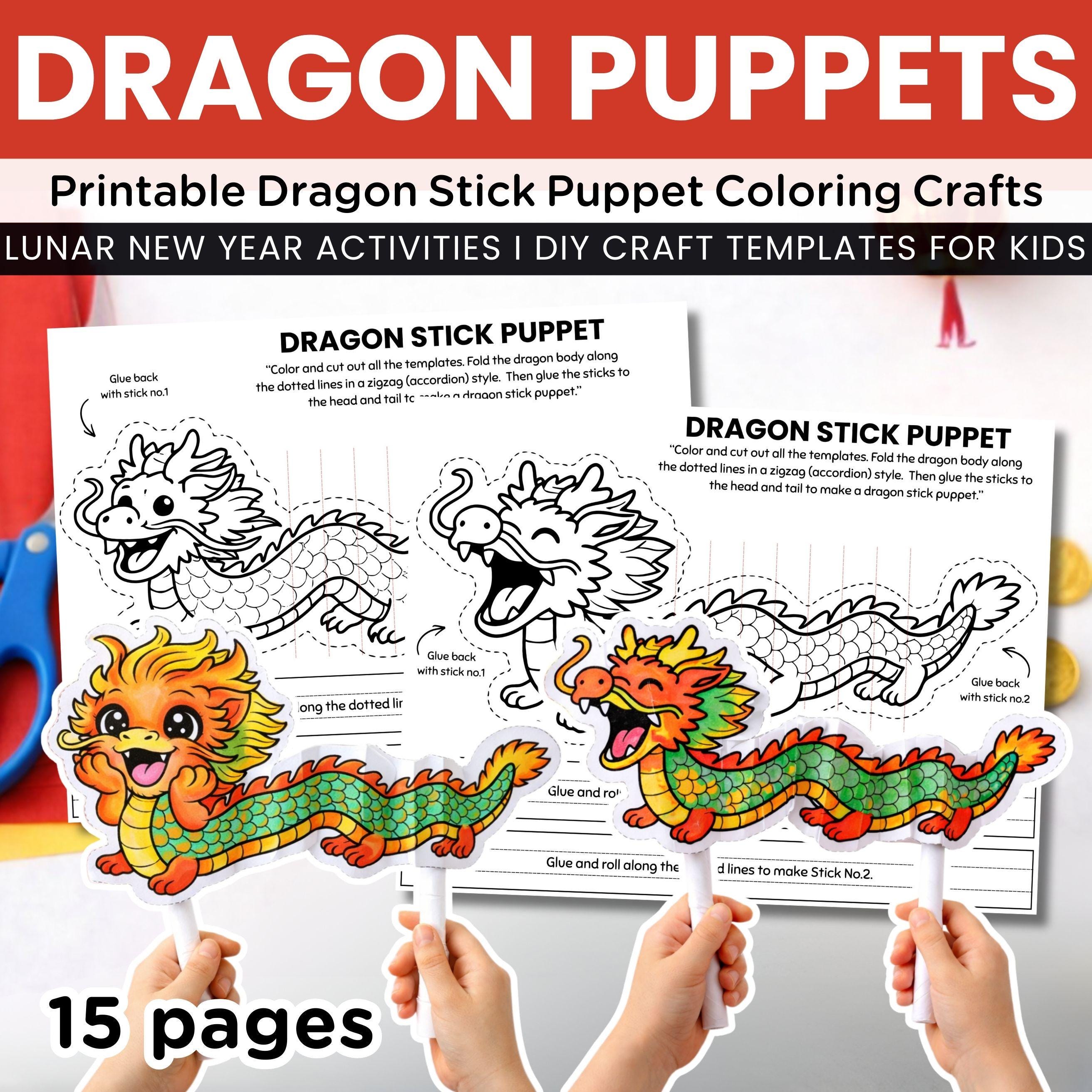 Chinese Lunar New Year Dragon Stick Puppet Craft for Kids | DIY ...