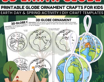 3D Globe Ornament Craft Kit | Earth Day Coloring Activity (15 Pages)