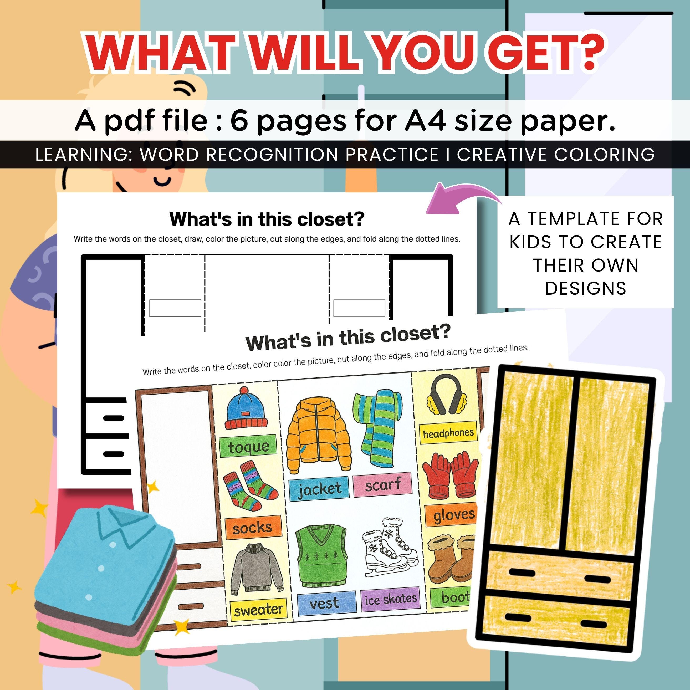 Clothing Vocabulary Craft: ESL Learning Activity (PDF Download) - Etsy