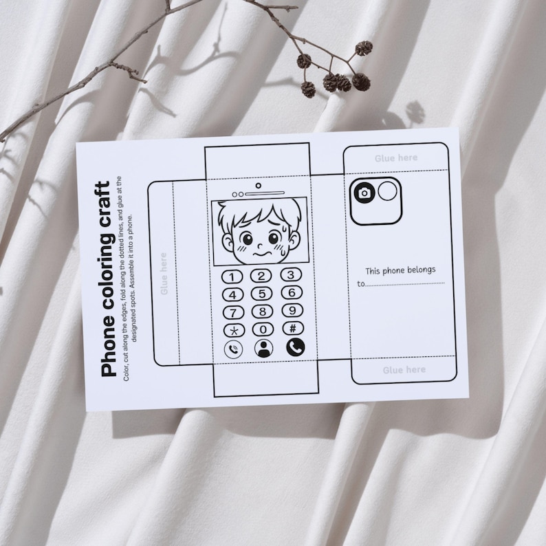 Phone Coloring Craft for Kids: DIY Paper Mobile (PDF Printable) - Etsy