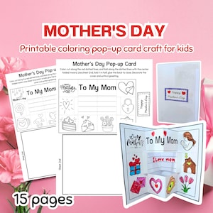 Créations de cartes pop-up pour la fête des mères pour les enfants ! Fête des mères, écriture créative, coloriage à faire soi-même, carte faite main, art visuel, travaux manuels en papier