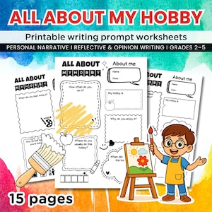 Hobby Writing Prompts Worksheet: Grades 2-5 Creative Writing (PDF File)