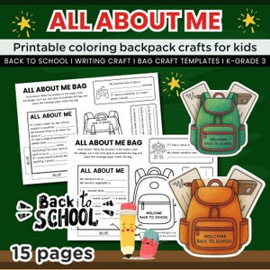All About Me Backpack Craft: DIY Coloring, Back to School (PDF Download)
