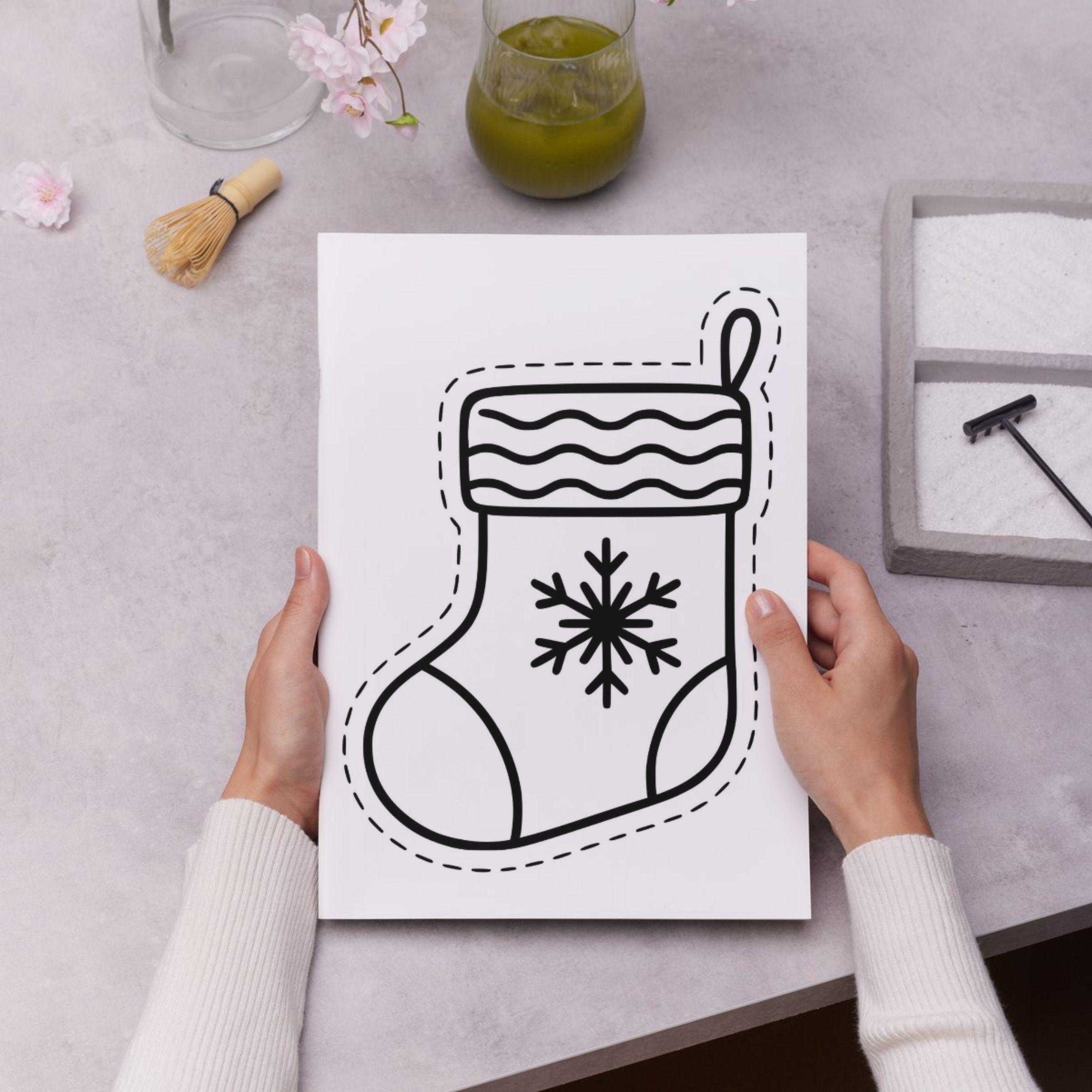 クリスマスストッキングの塗り絵テンプレート：教室での工作アクティビティ（PDF） - Etsy 日本, image size:2625x2625